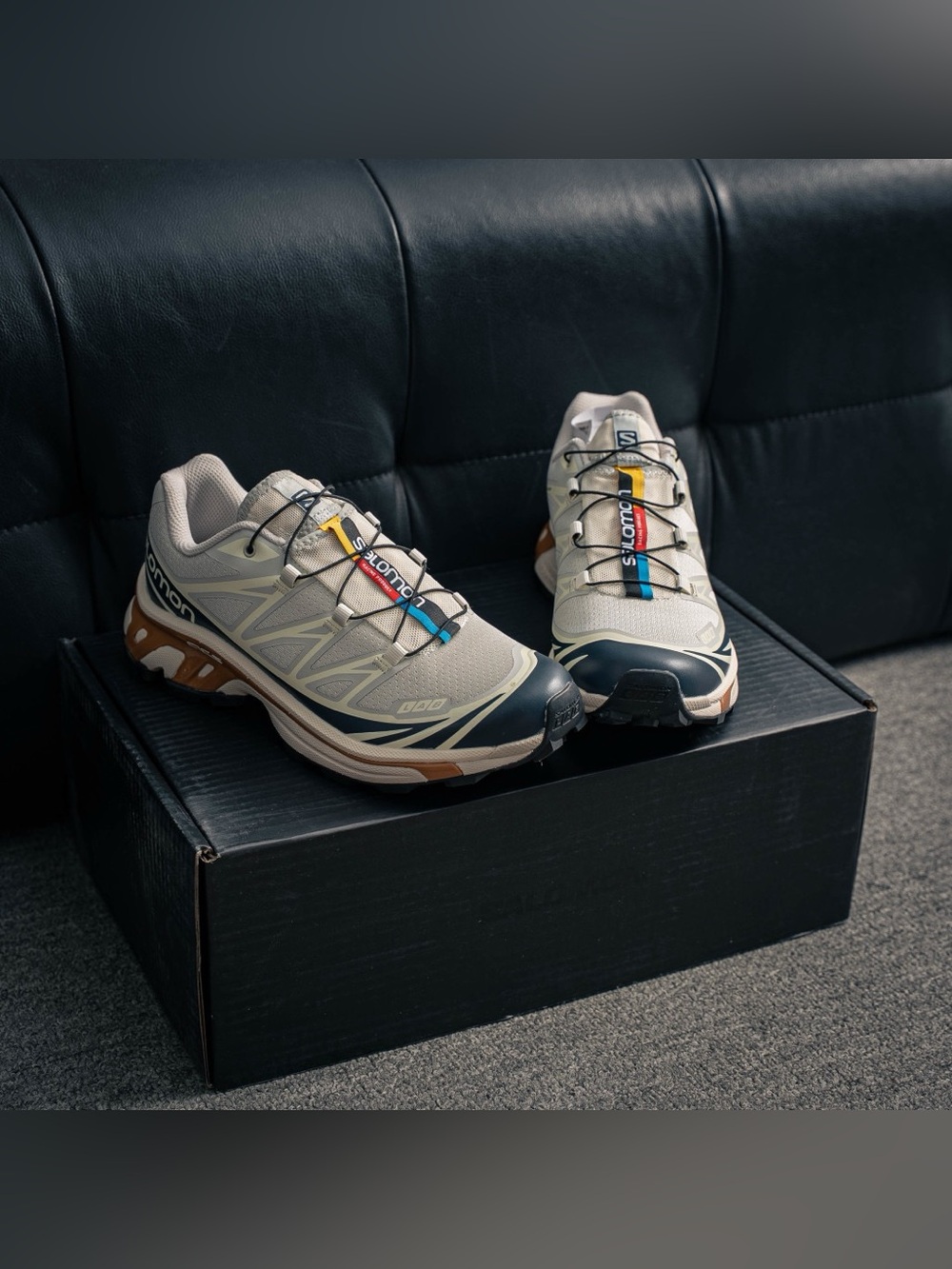 Salomon XT‑6 White Navy Trail Sneakers